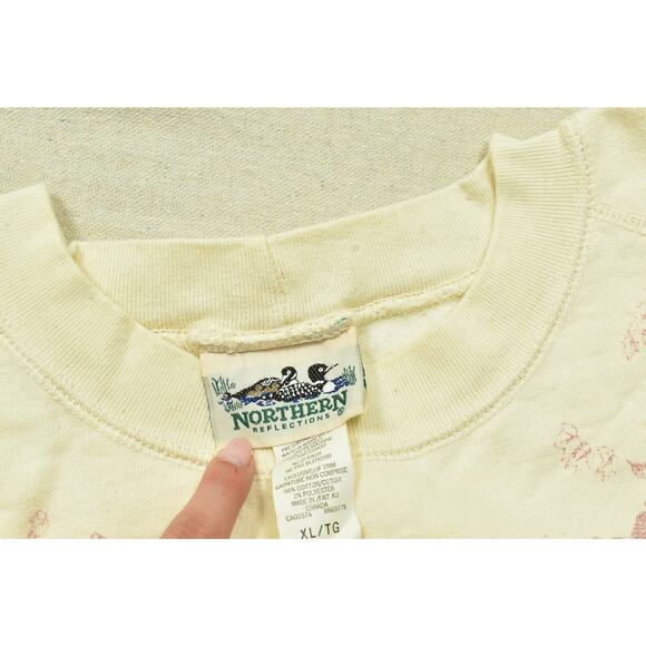 Northern Reflections Men's Vintage Crewneck Sweatshirt Cream Graphic XL Stained - Picture 7 of 8